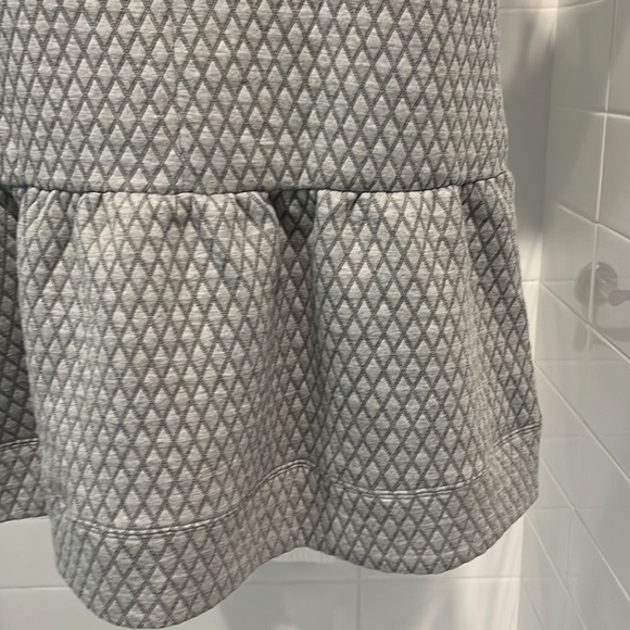 KATE SPADE Grey Diamond Quilted Crew Neck Ruffle Hem Drop Waist Dress - Picture 15 of 15